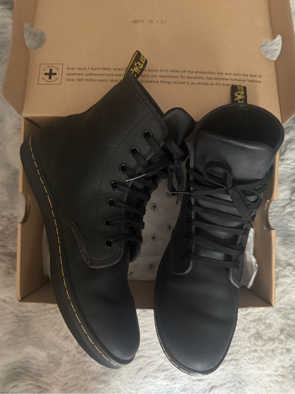 Doc Marten Shoreditch ‘Greasy’ Leather combat boots, Black